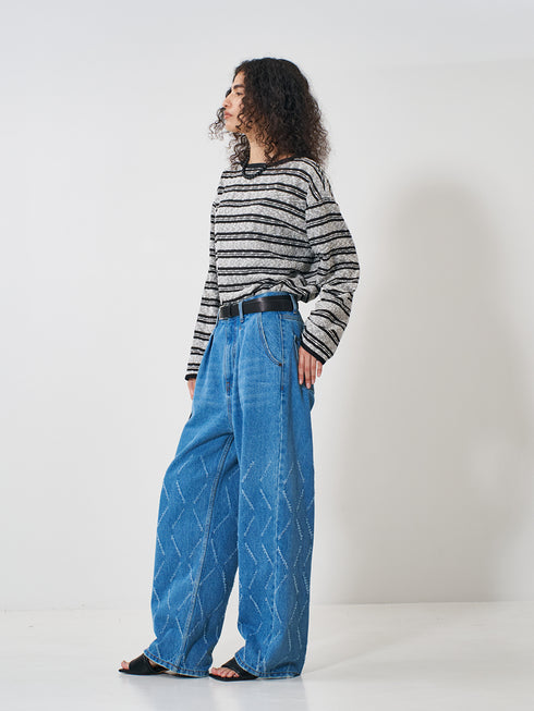 【 予約:2月上旬 】LASER CUT WIDE DENIM /Y261-31001